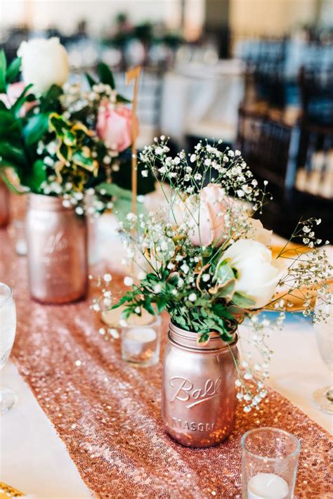 rose gold centerpieces|rose gold table setting ideas.